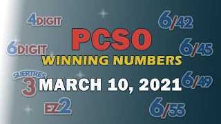 P239M Jackpot Grand Lotto 6/55, EZ2, Suertres, 4Digit, and Megalotto 6/45 | March 10, 2021