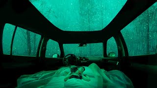 🔴 Sleep In A Cozy Car Cabin During Heavy Rain And Thunder To Rest And Sleep Relax