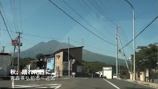 秋、晴れた日に　車載動画　りんご畑　津軽　岩木山