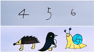 How to draw animal using numbers 4,5,6--Part 2| Animal drawing for kids | Kids easy drawing |