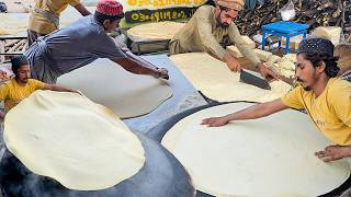 Pakistan's Biggest Manda Roti | Street Roll & Samosa Patti - Rumali Roti Making!