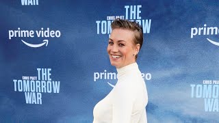 'Tomorrow War' star Yvonne Strahovski reveals pregnancy shows off baby