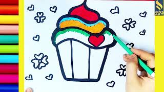 CUTE ICE CREAM CUP 🧁🍨DRAWING, PAINTING AND COLORING 🎨🖌FOR KIDS || DRAW CUTE THINGS||
