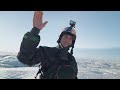 kayaking down the ice wall extreme arctic waterfall