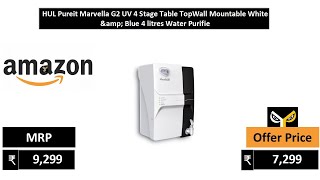 HUL Pureit Marvella G2 UV 4 Stage Table TopWall Mountable White \u0026 Blue 4 litres Water Purifie