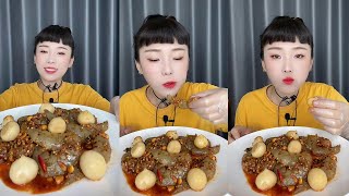 【XueYan Mukbang】Spicy Shrimp Sauce🍤🍤🧄🧄#Seafood#sashimi#gourmet#asmr#mukbang