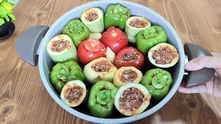 Yaptığım Çok Güzel Karışık Biber Dolma Tarifi 😋 Patlıcanlı Biber Dolması