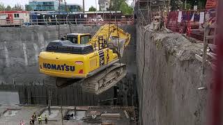 Removing an excavator from an excavation