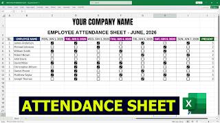 Create Smart Employee ATTENDANCE SHEET in Excel with Checkboxes!