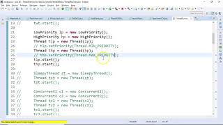 Thread Code Demonstration in Java: yield, sleep, priority
