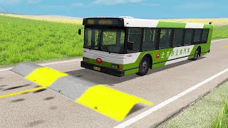 30 Cars, Bus And Trucks Vs Massive Speed Bumps - BeamNG.Drive