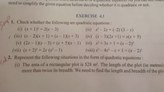 10 th maths 4. Quadratic equation Interdiction and Ex. 4.1,Q. No. 1(i, ii, iii, iv, v, i)