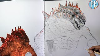 how to draw burning GODZILLA || step by step easyway