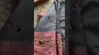 Threads grey and copper silk saree with hand worked blouse