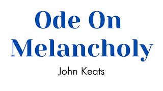 Ode On Melancholy by John Keats | Poem summary in Tamil #odeonmelancholy #johnkeats #poemsummary