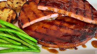 Sweet and Tangy Grilled Ham Steak / 4 ingredient Recipe