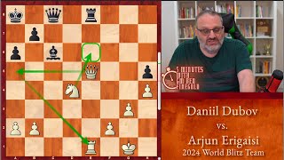 5 Minutes with GM Ben Finegold: Daniil Dubov vs. Arjun Erigaisi, World Blitz Team 2024