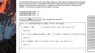 Java CodingBat Logic-1 caughtSpeeding