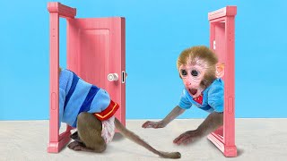Monkey Baby Bon Bon Goes to Toilet and Rescues Duckling From The Magic Door