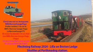 Ffestiniog Railway 2024 - Lilla on Boston Lodge Shuttles at Porthmadog station.