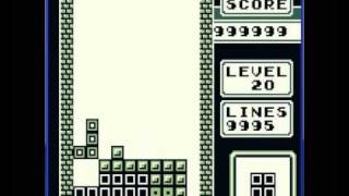 Game Boy Tetris : Score of 999999 points and 9999 lines