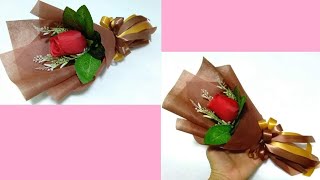 จัดช่อดอกเดียว จัดช่อดอกกุหลาบง่ายๆ น่ารักๆ แบบที่ 2 #bouquet wrapping |DIY my Crafts