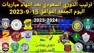 ترتيب الدوري السعودي وترتيب الهدافين بعد انتهاء مباريات اليوم الجمعه الموافق 15-9-2023