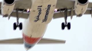 Yemenia A320-233 (7O-AFB) windy landing at Doha Int'l [DOH/OTBD]