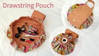 DIY 휘뚜루마뚜루 보자기 파우치/넓은 원형 스트링 파우치 만들기 - How to make a Wide Open Drawstring Pouch