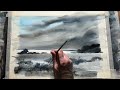 3 colour midwinter watercolor landscape beginners loose watercolour painting techniques tutorial