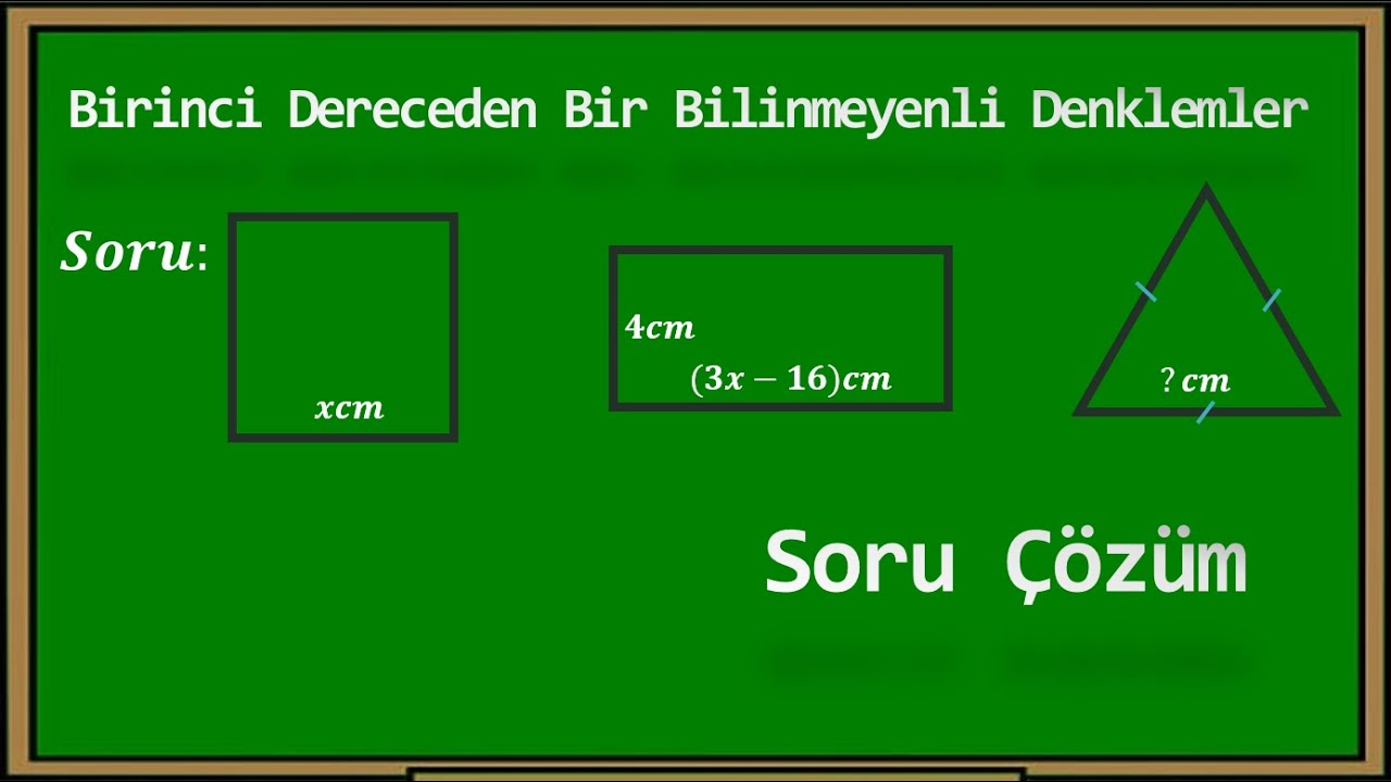 Birinci Dereceden Bir Bilinmeyenli Denklemler - Soru Çözüm - YouTube