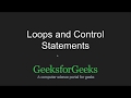 Python Programming Tutorial | Loops & Control Statements in Python | GeeksforGeeks