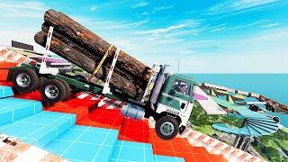 Truck VS Dangerous Stair Slope Challenge Driver #2  BeamNG Drive