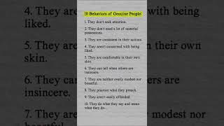 10 Behaviors of Genuine People (Number 4 Will Shock You!) 🤯 #authentic