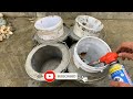 cement and plastic bucket ideas 💗 unique creativity to make beautiful cement flower pots at home