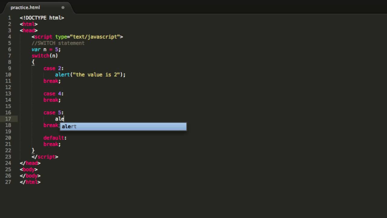 Javascript Tutorial - Switch And Case Statements - YouTube
