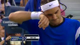 Federer vs Hewitt | US OPEN 2004 (Final) | Court Level & Slow Motion