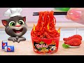 My Talking Tom in Real Life 🤣️ Miniature Black Bean Noodles Spicy Octopus Recipe 💗 Tina Mini Cooking