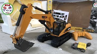 RC EXCAVATOR UNBOXING HUINA 1550/550 MODIFIED // Video for children/ kids / kid toy tv