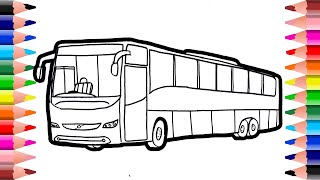 Drawing of school bus - How to draw a bus - Bus coloring for kids