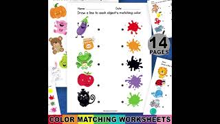 Color Matching Worksheet Activity, Printable Matching Worksheets, Color Sorting, Preschool Prints