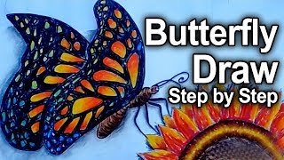 How to Draw a Butterfly:Teaching Kids to Draw Butterfly:Art Colours for Kids - Learn Colors