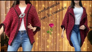 Tutorial cárdigan rectangular a crochet #1😍🤩💯 crocheteando con la comadre