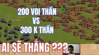 200 Voi Điên vs 300 K Thần | Test Quân AOE | BLV Nâu Đá