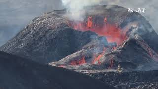 Beautiful volcanic eruption Fagradalsfjall! Iceland!