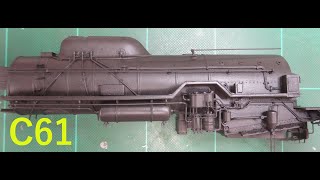 C61型蒸気機関車1/50（アリイC62下＋D51上）製作中⑪　塗装開始　 Building Japanese Steam Locomotive C61