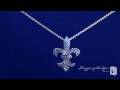 sterling silver large cz fleur de lis pendant necklace