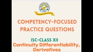 12th ISC Mathematics CFPQ - Continuity Differentiability, Differentiation