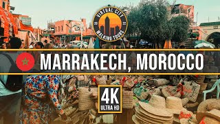 🇲🇦 MARRAKECH, MOROCCO – Walking Tour of Souks, Medina, Jardin Majorelle and Bahia Palace [4K Walk]