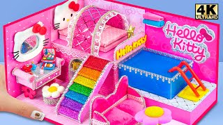 How To Make Cute Hello Kitty Bedroom, Makeup Set from Polymer Clay ❤️ DIY Miniature Cardboard House